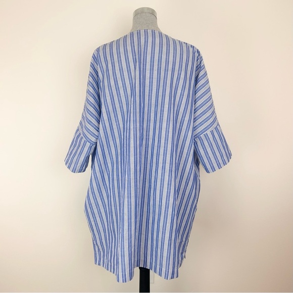Jarbo Italian Linen Blue Striped Tunic Dress - Picture 2 of 9